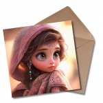 Cute Arabian Girl with Glowing Skin - Greetings Card