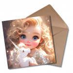 Beautiful Little Girl with her Unicorn - Greetings Card
