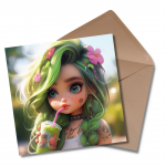 Beautiful Green goth - Greetings Card