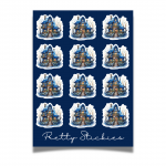 Blue Winter House - Sheet of 12 stickers